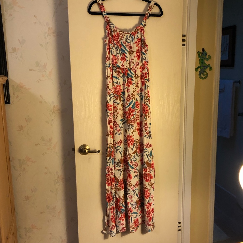 Pink Rose Floral Print Maxi Dress Size M - Picture 2 of 8